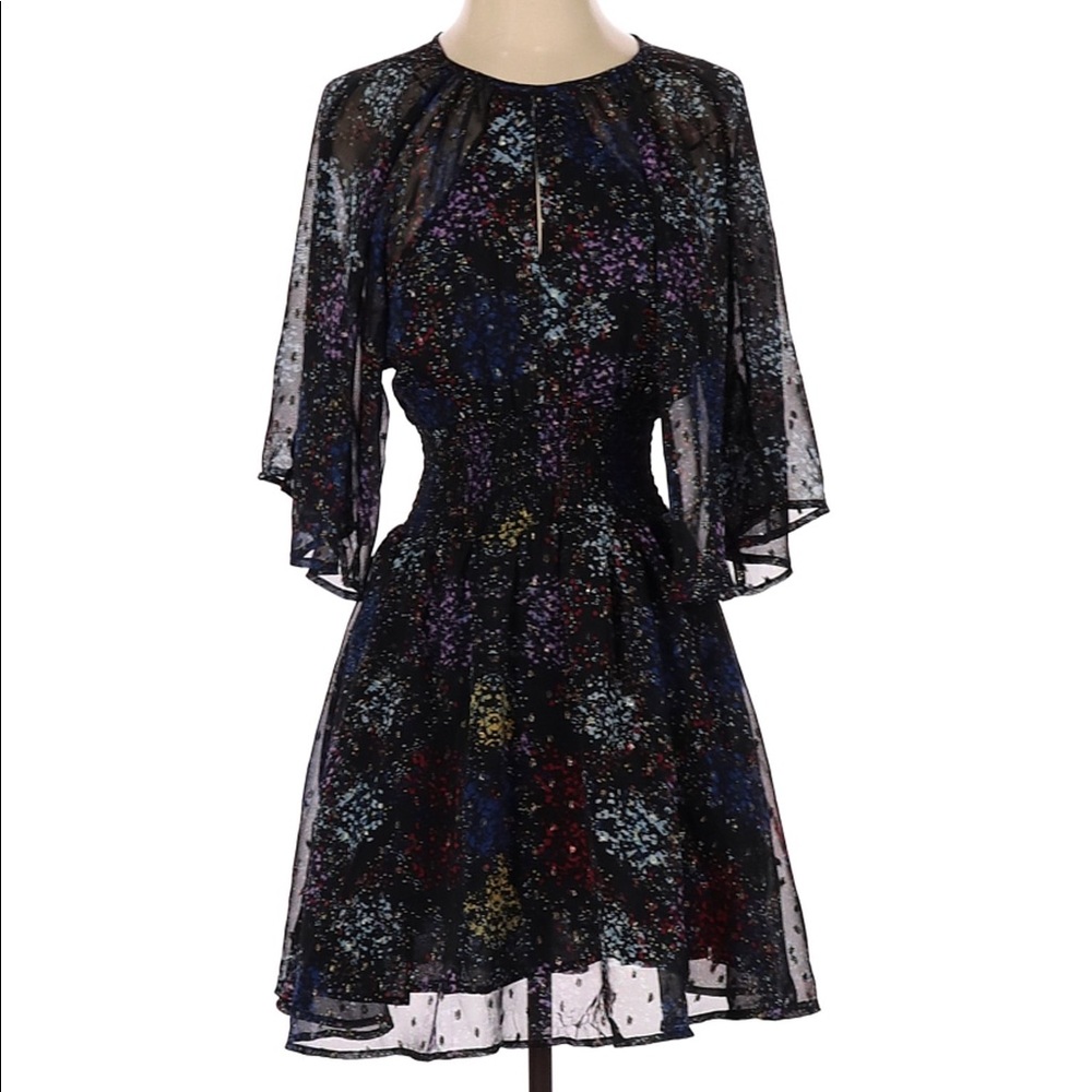 Free People Ana XS Smocked Waist Chiffon Mini Dress